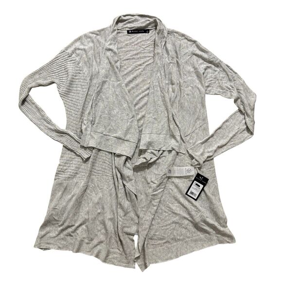Blanc Noir Sweater Women’s Large Gray Yolo Drape Front Cardigan Open NEW - Picture 1 of 7